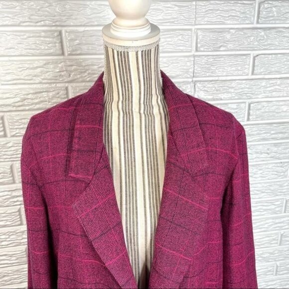 Vintage Chad Stevens Pink Black Plaid Blazer Jacket Size 1X - Picture 2 of 7
